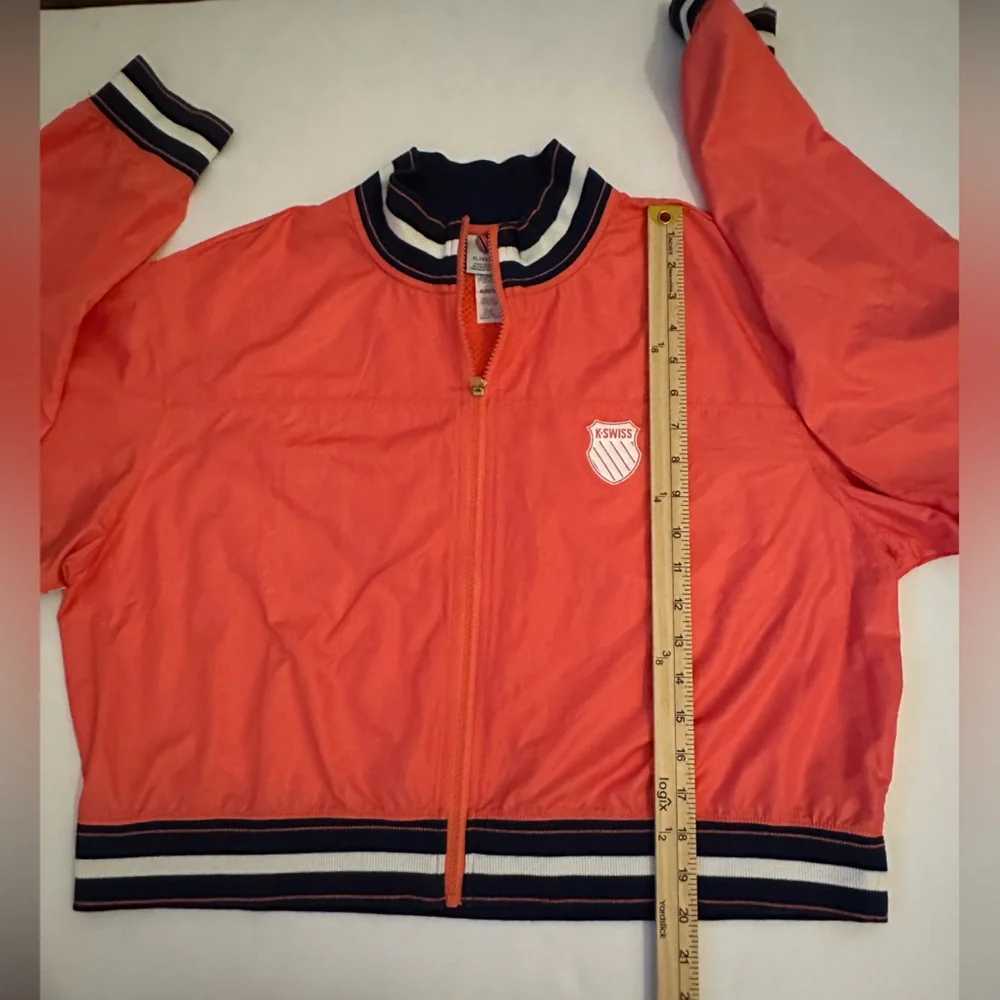 K-Swiss XL Chrome Cropped Windbreaker/ Vintage Style Track Jacket